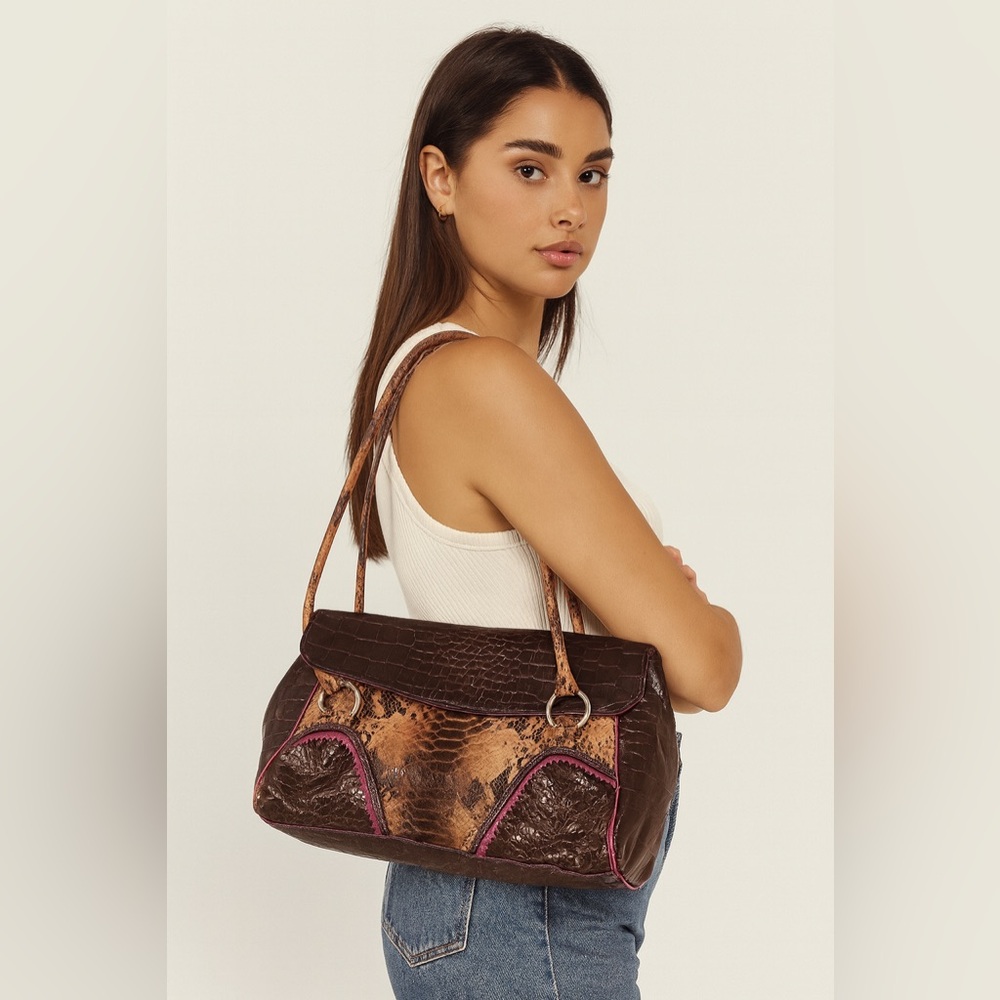 Claudia‎ Firenze Brown Snakeskin Satchel